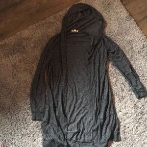 Long Sleeve Grey Hooded Cardigan